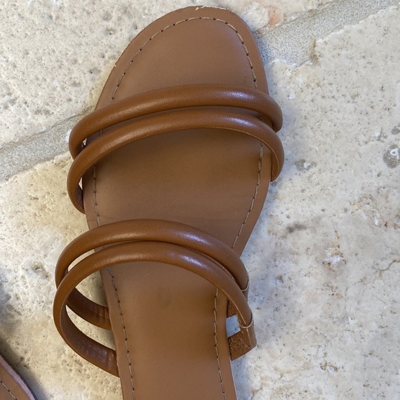 J. Crew Tan Beachside Slide sandal Womens coastal slip on Strappy Flats Size 7 - Picture 2 of 5